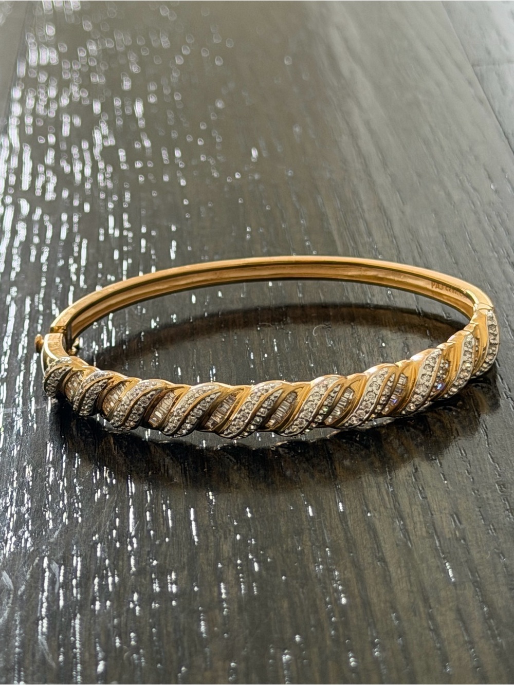NWT QVC PAJ 925 CZ Diamond 💎 & Gold Vermeil Hinged Bangle Bracelet w. Clasp ✨✨